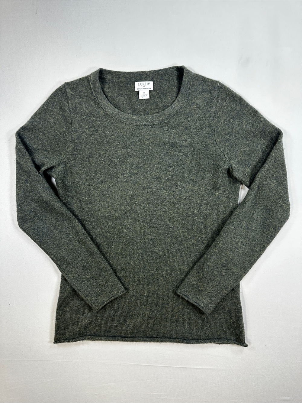 J.Crew 100% Cashmere Sweater Women’s XS Dark Green Blue Flecks